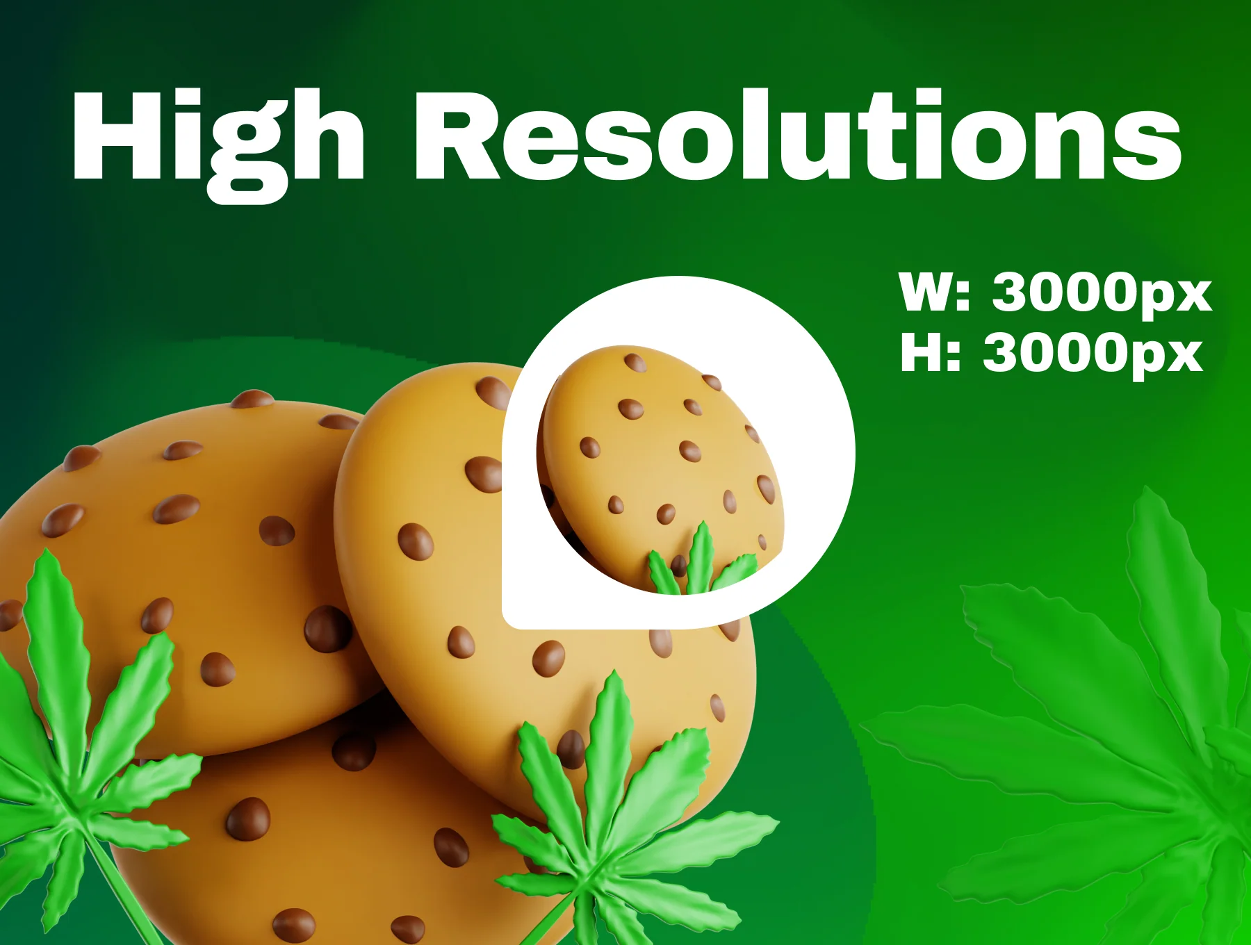Herbal Marijuana 3D Icon Set 2