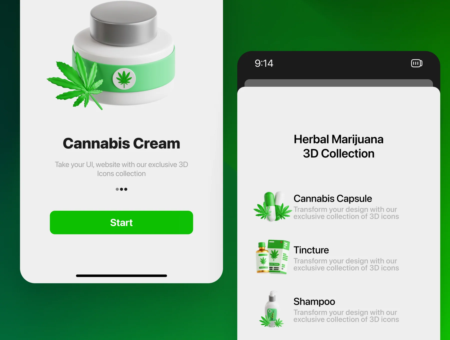 Herbal Marijuana 3D Icon Set 4