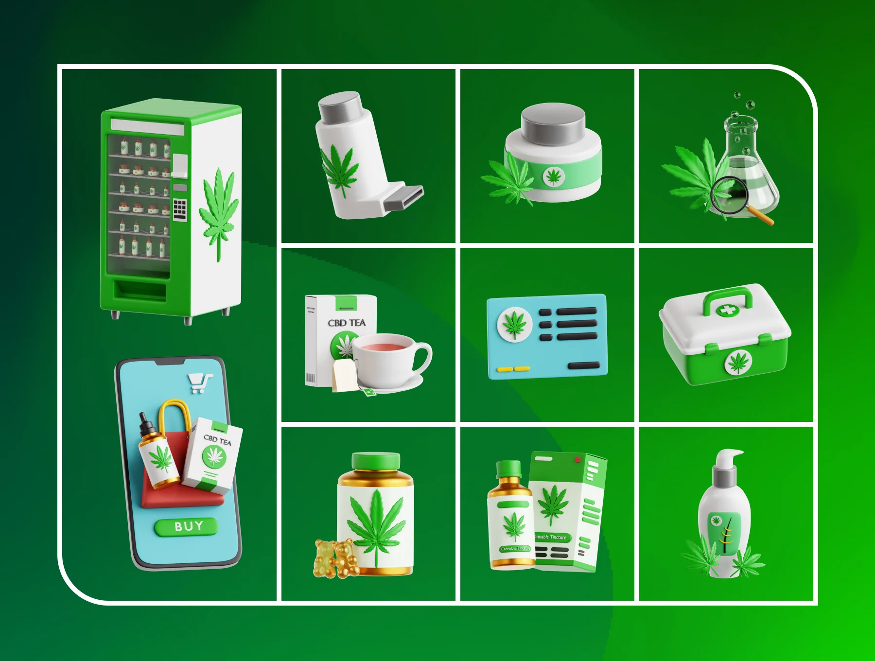 Herbal Marijuana 3D Icon Set 5