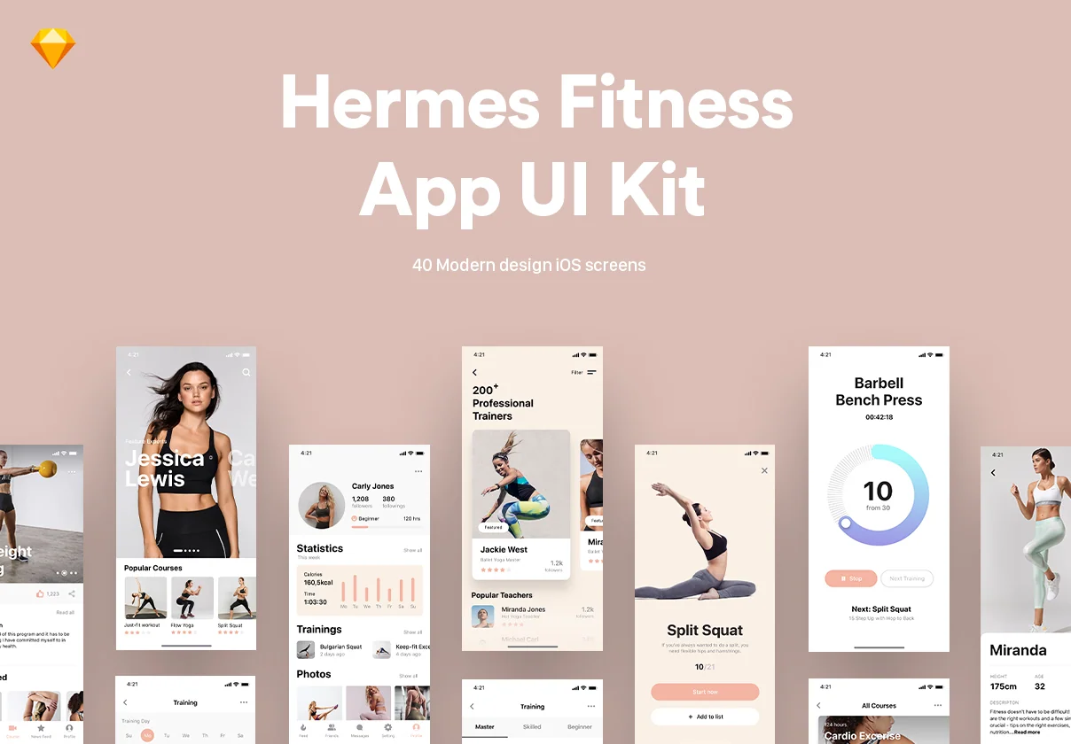 Hermes Fitness Mobile App UI Kit