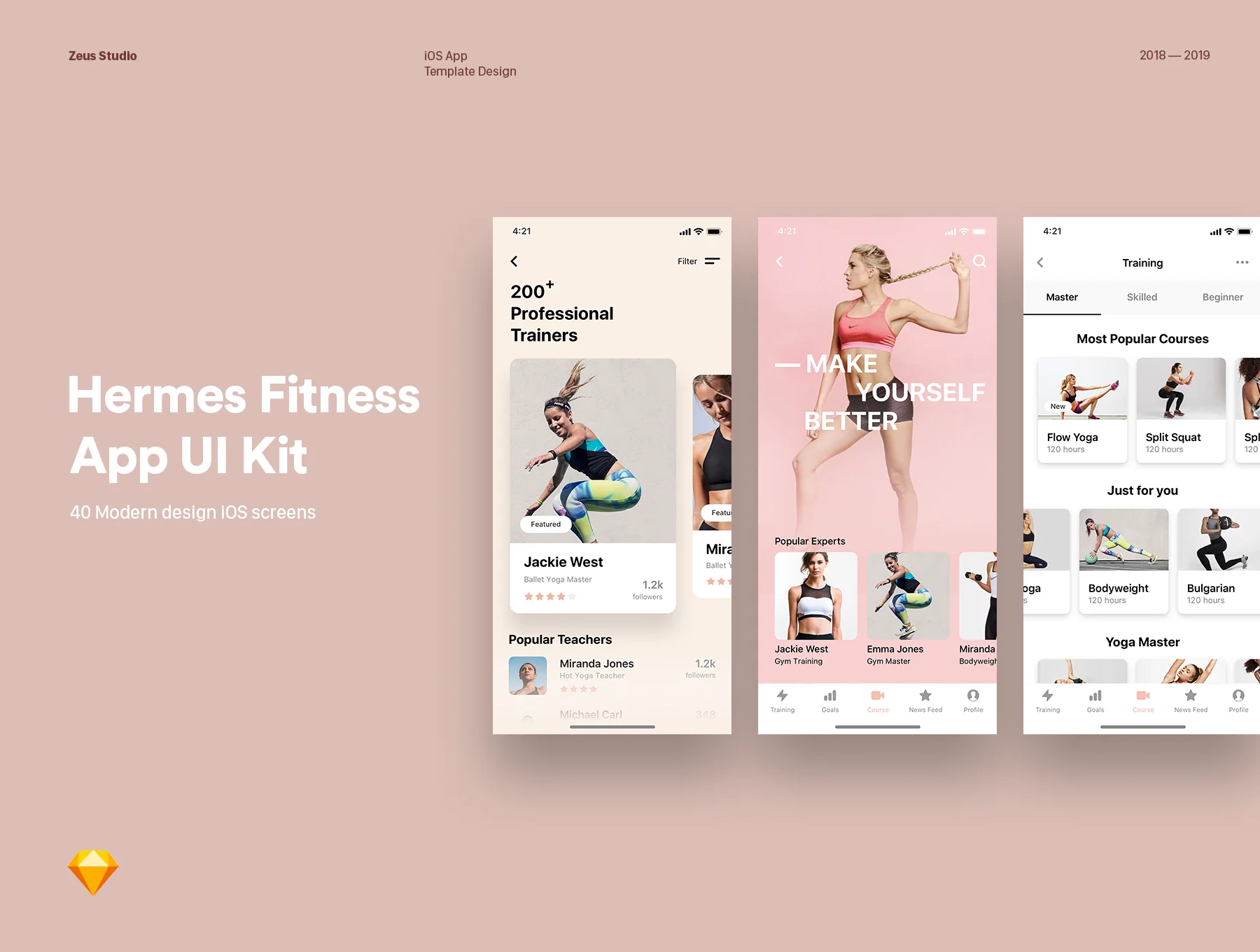 Hermes Fitness Mobile App UI Kit
