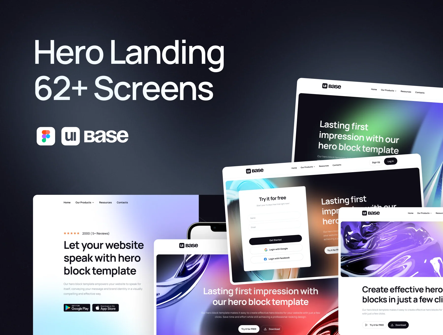 Hero Landing Page 62+ Screens