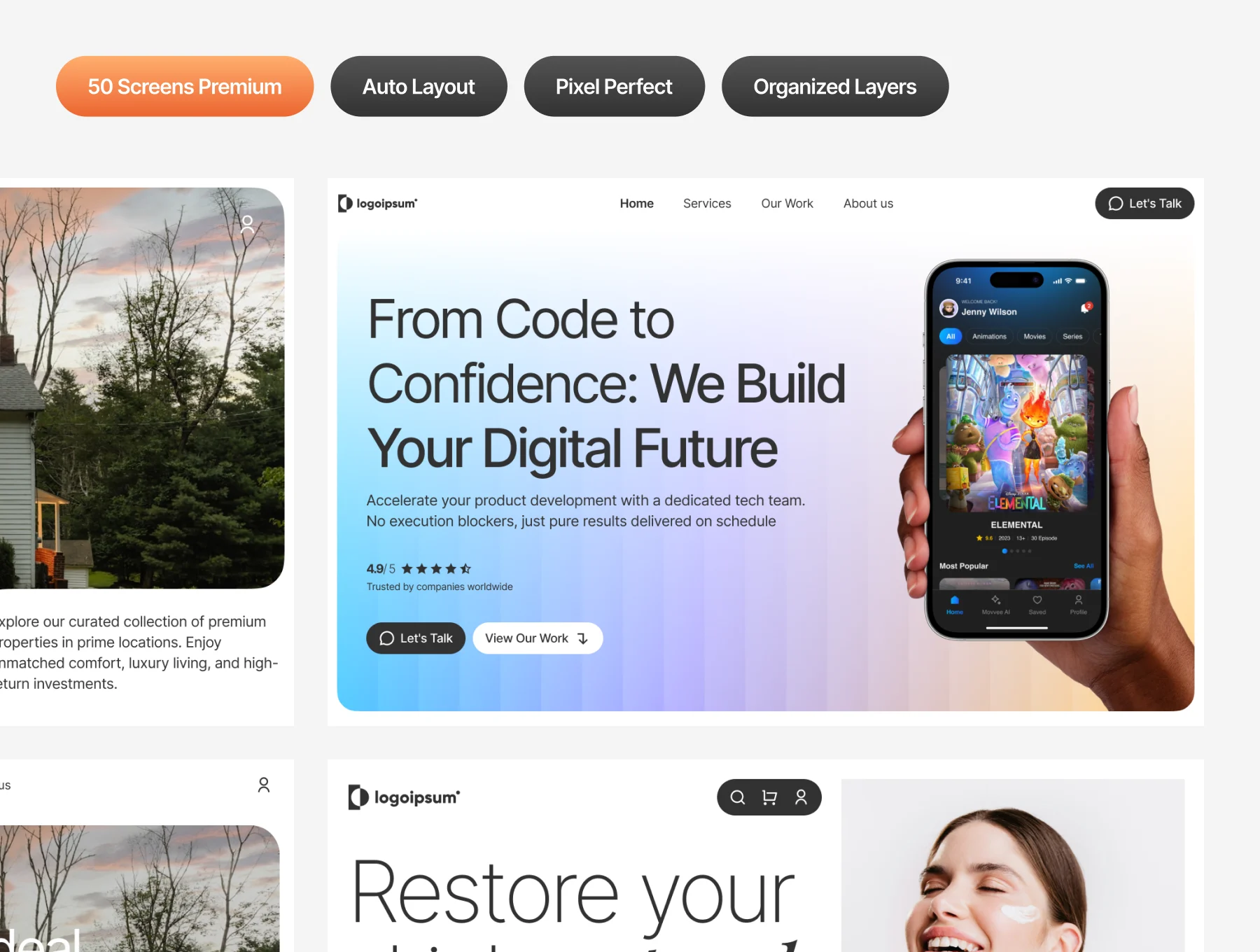 Herokits - 50 Header & Hero Section Landing Page Figma UI Kit 4