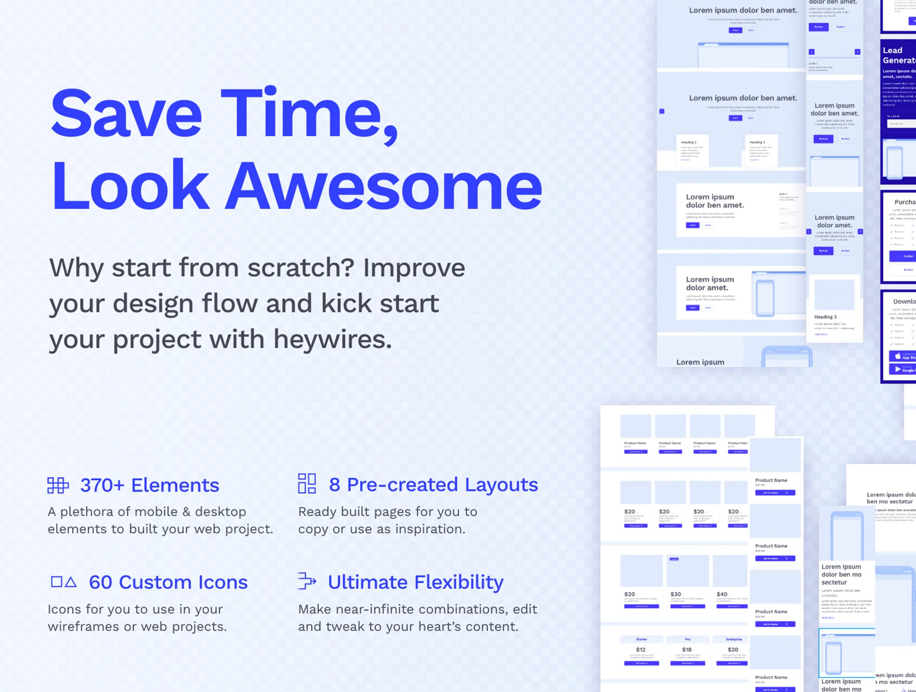 heywires - Adobe XD Wireframe Kit 3