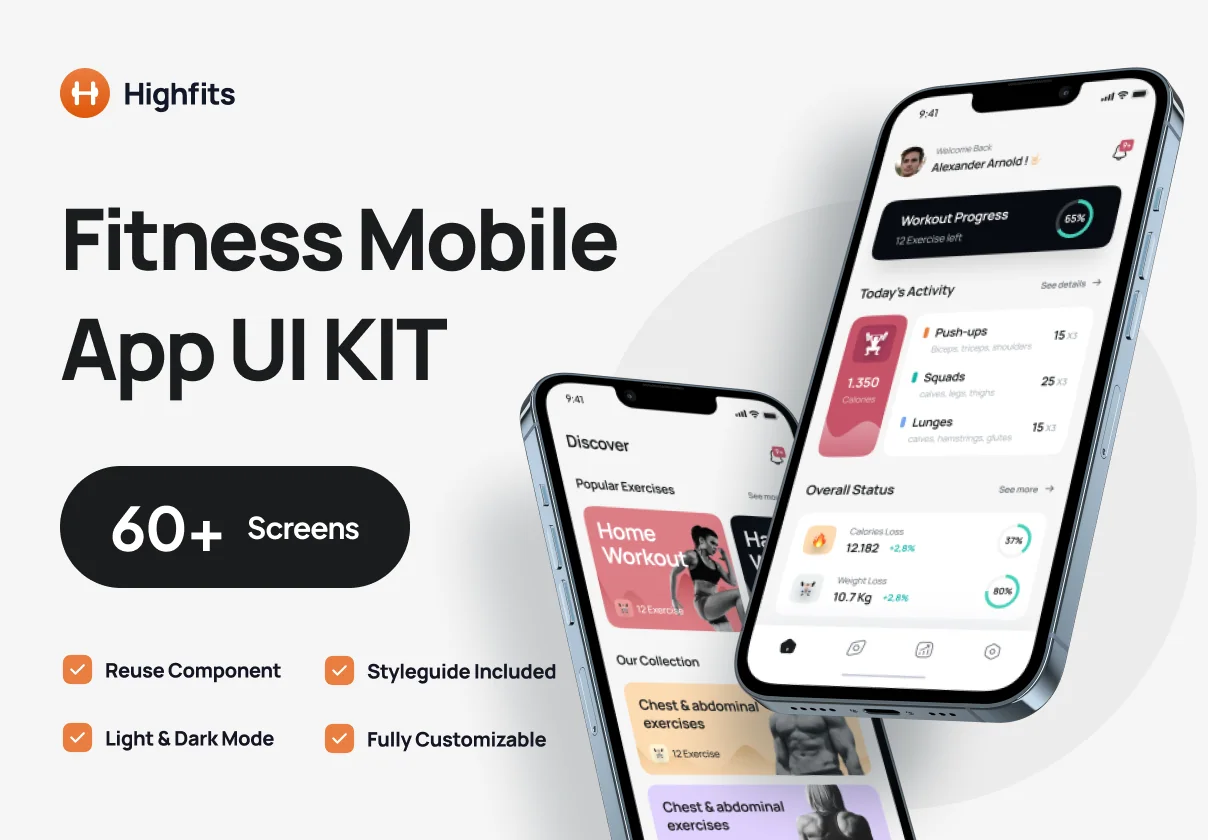 Highfits - Fitness Mobile App UI Kit