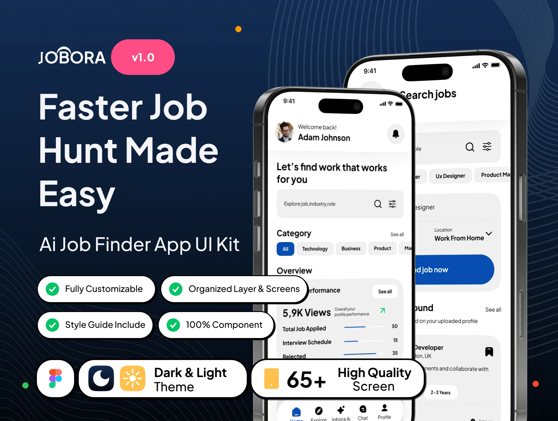 Jobora - Faster Job Hunt Made Easy App UI Kit