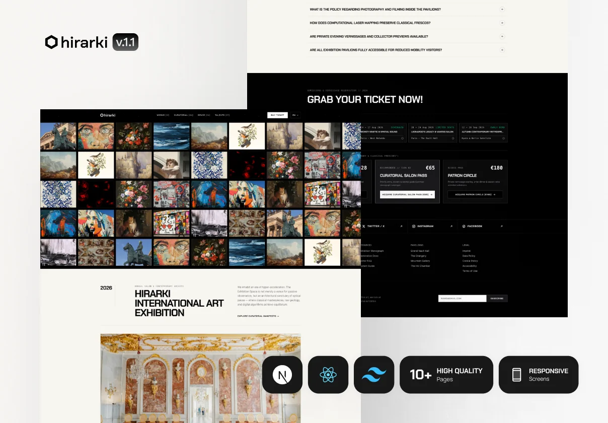 Hirarki — Luxury Museum, Fine Art & Exhibition Next.js 16 Template