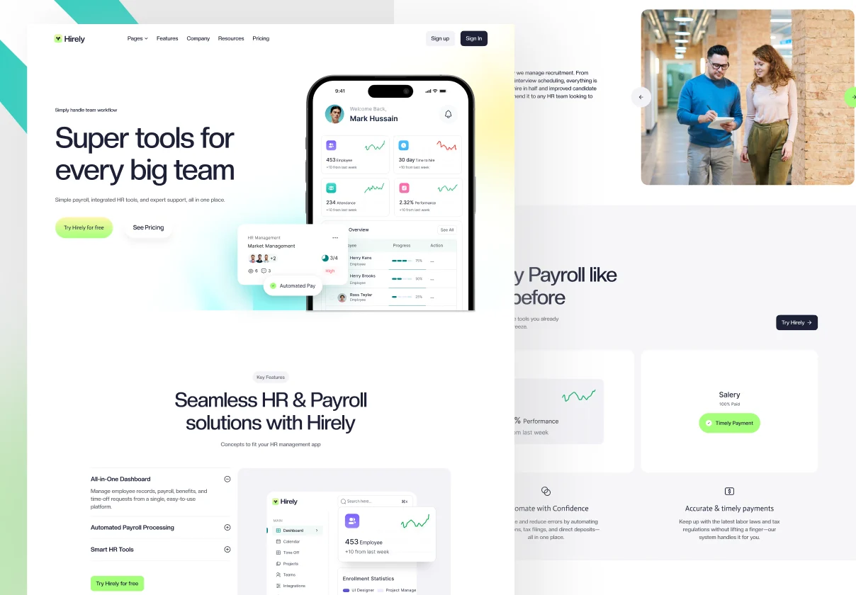 Hirely - FIintech SAAS Website