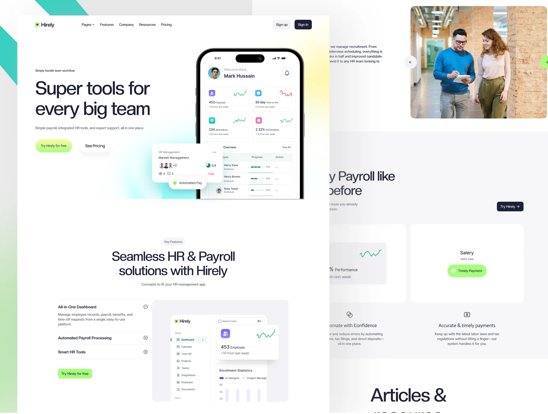 Hirely - FIintech SAAS Website