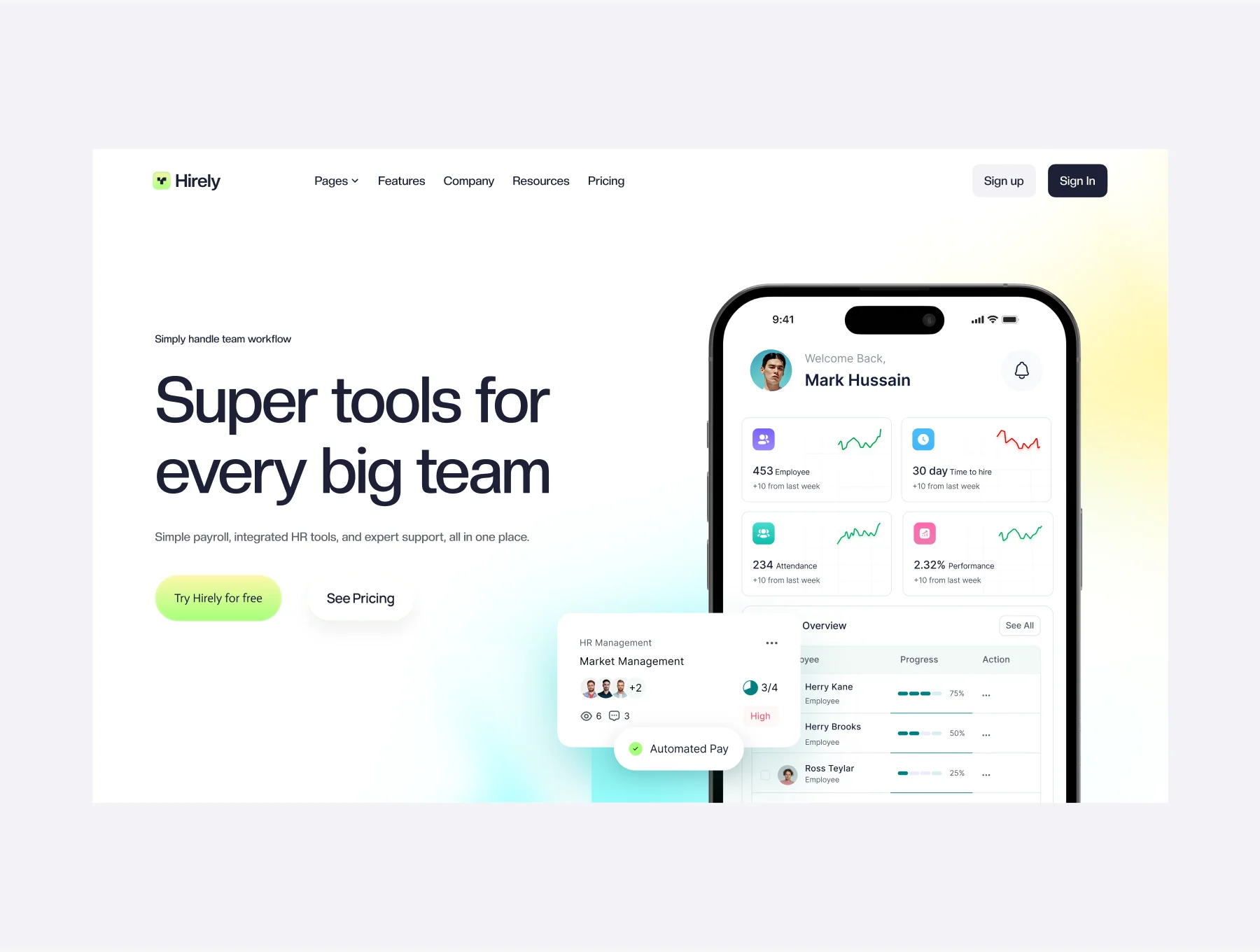 Hirely - FIintech SAAS Website 4