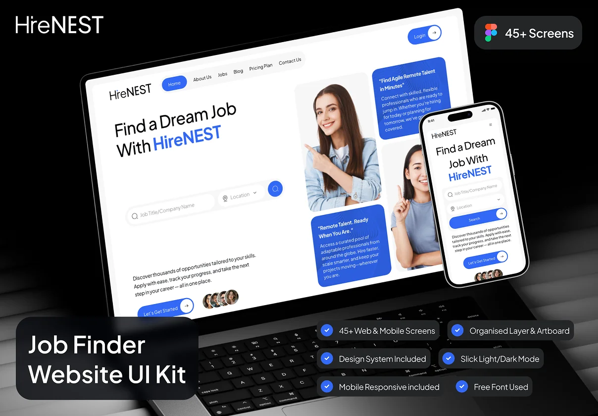 HireNEST - Job Finder Website UI Kit