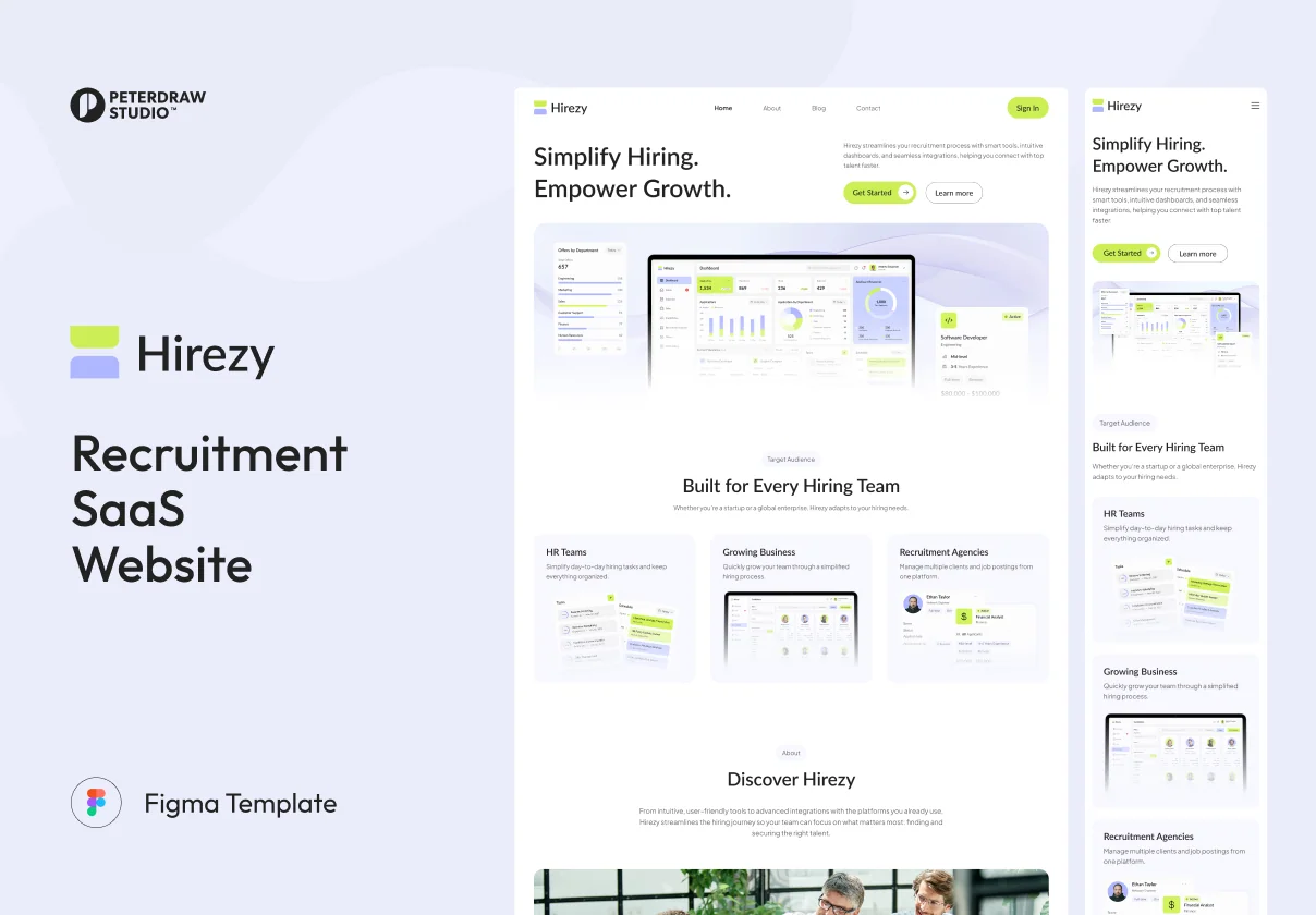 Hirezy - Recruitment SaaS Website UI Figma Template