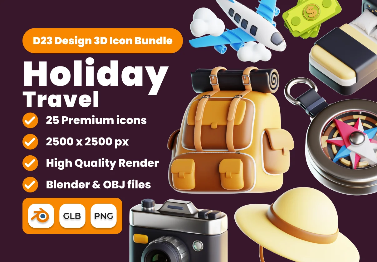 Holiday Travel 3D Illustration Pack
