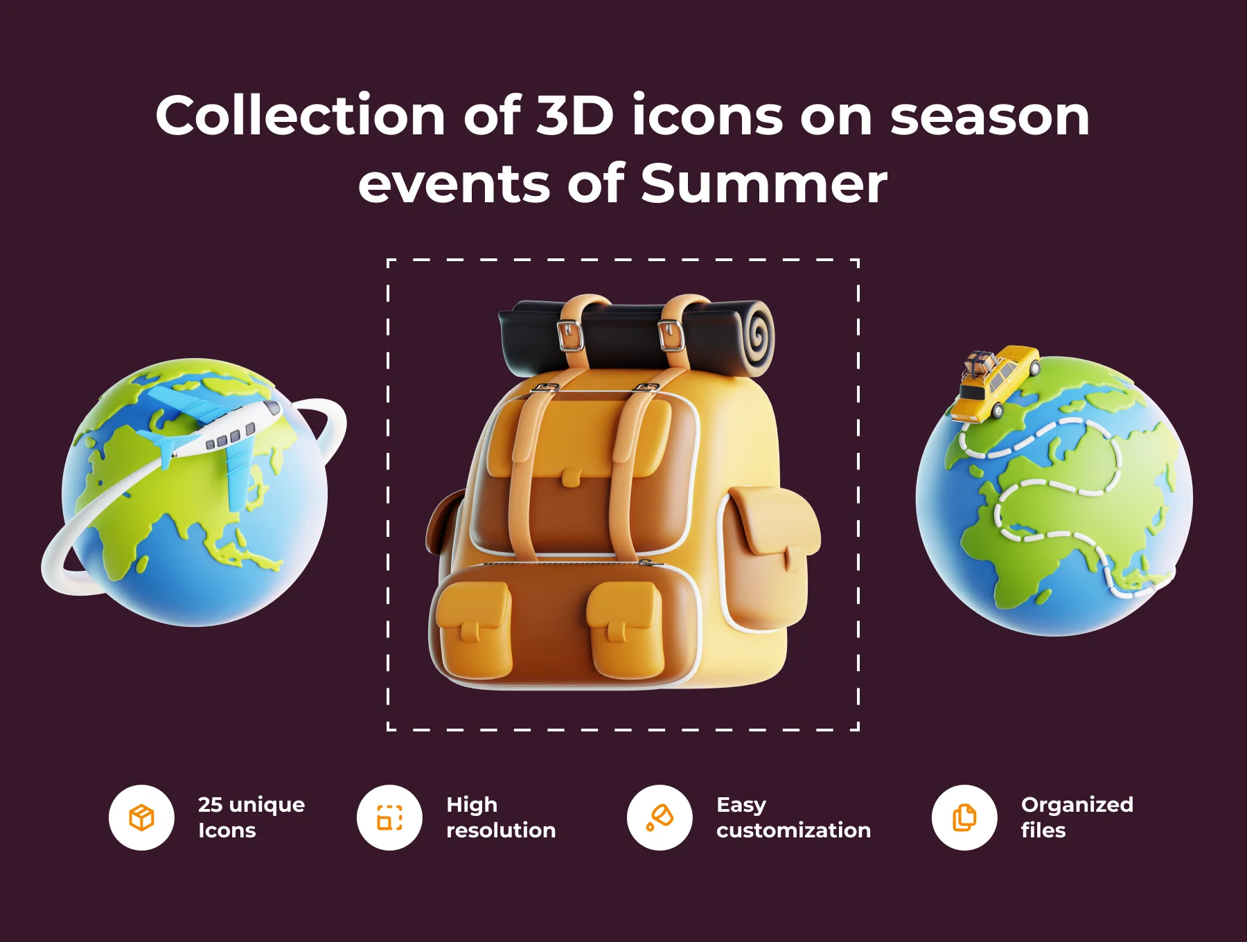 Holiday Travel 3D Illustration Pack 2