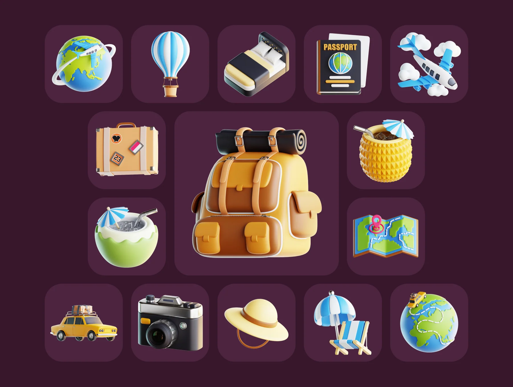 Holiday Travel 3D Illustration Pack 6