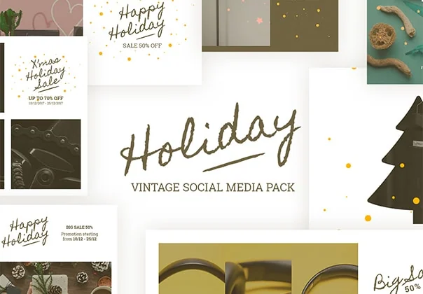 Holiday Vintage Social Media Pack