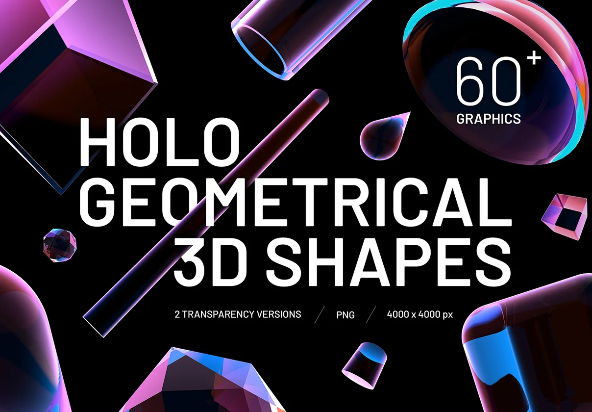Holo Geometrical 3D Shapes Collection