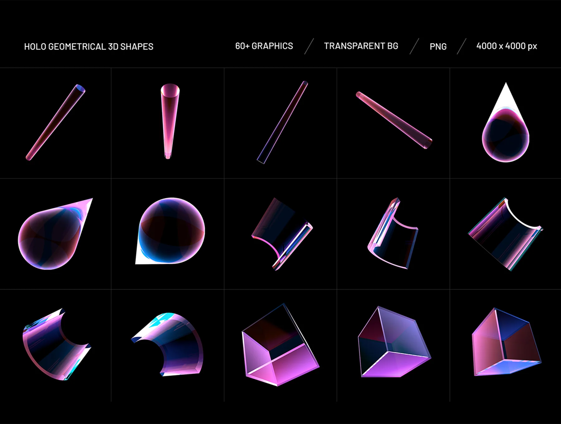 Holo Geometrical 3D Shapes Collection 3