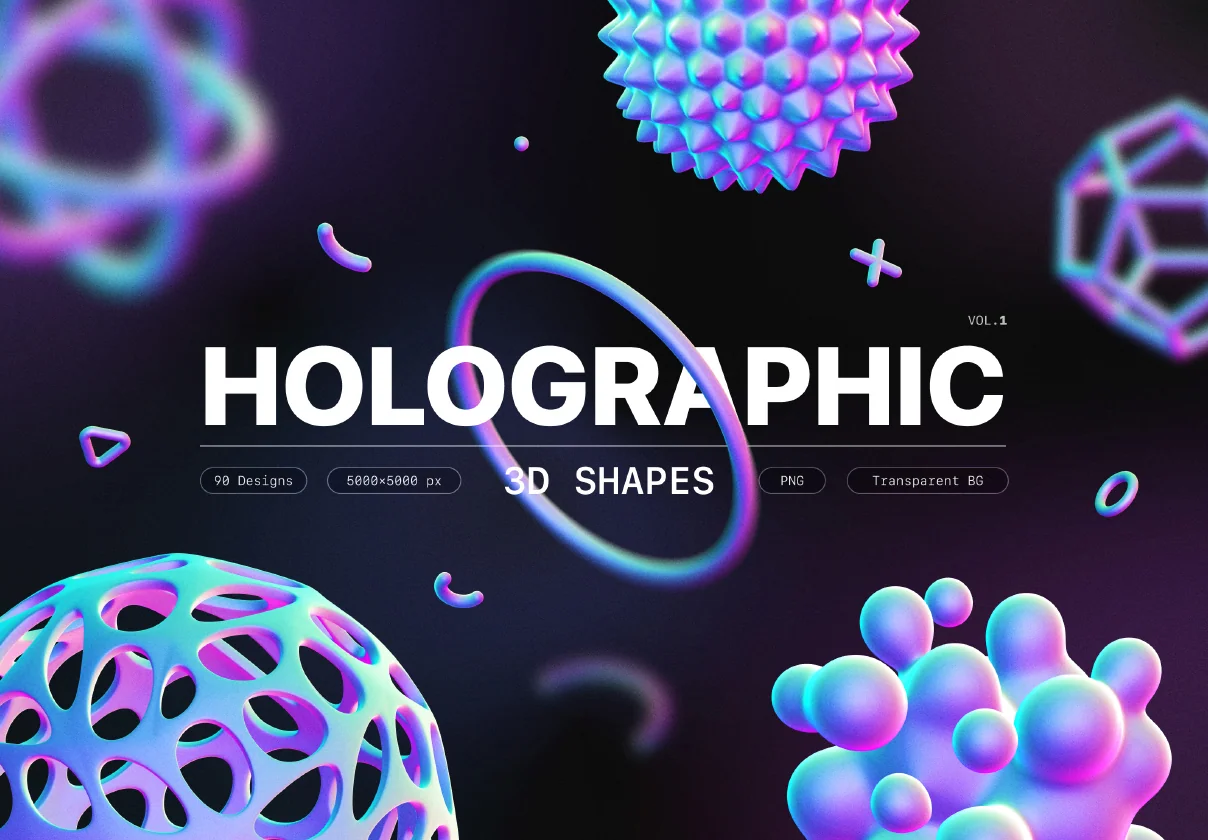 Holographic 3D shapes collection