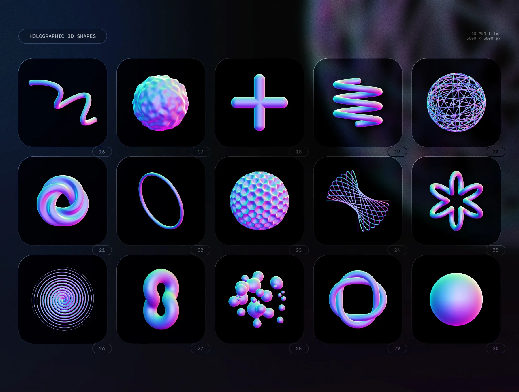 Holographic 3D shapes collection 2