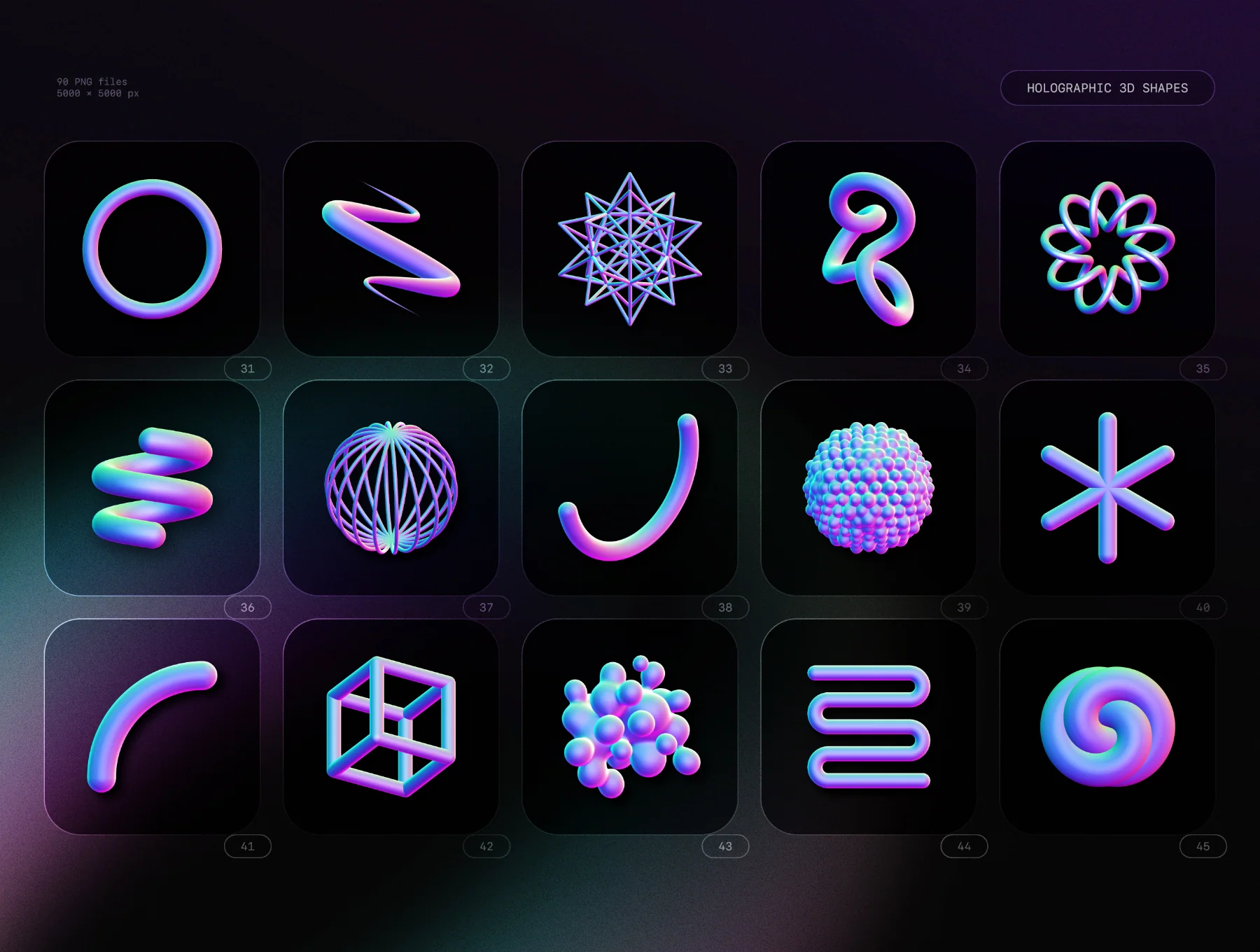 Holographic 3D shapes collection 3