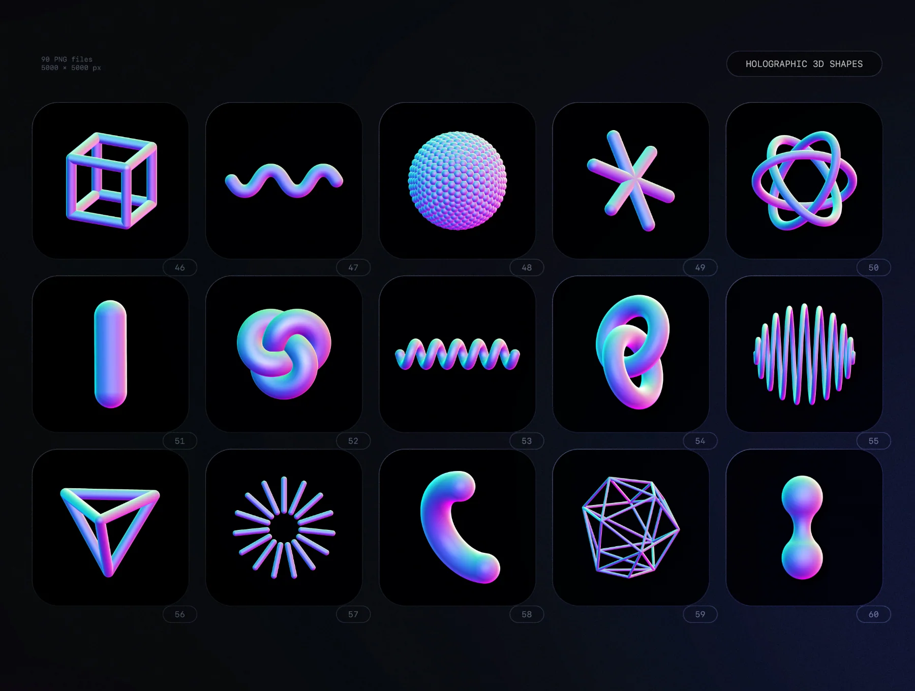 Holographic 3D shapes collection 4