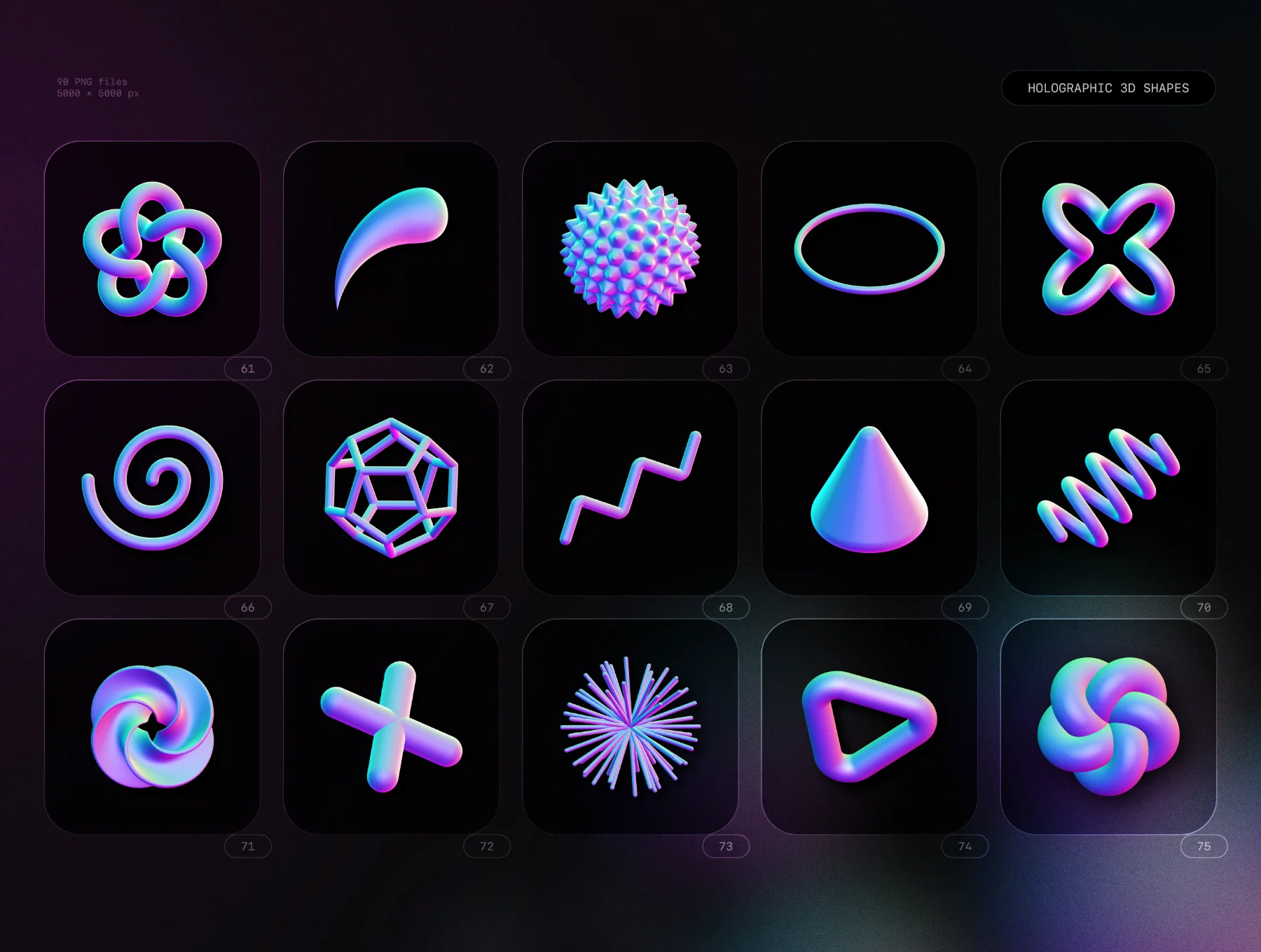 Holographic 3D shapes collection 5