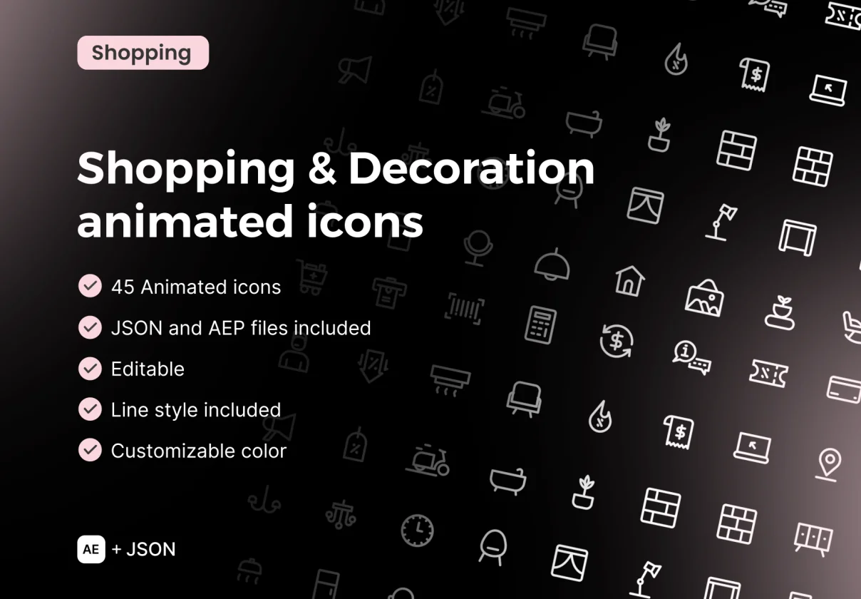 Home Decoration & Online Shopping animated icons