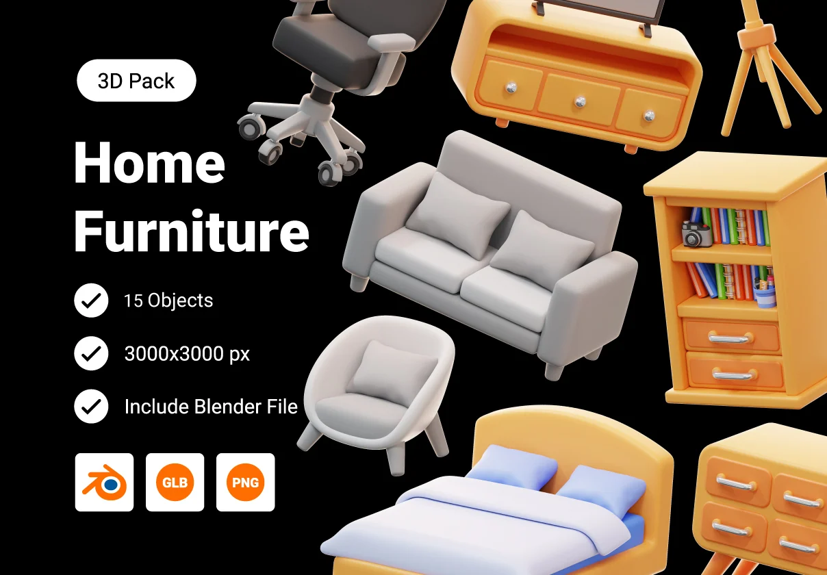 Home Furniture 3D Icon Pack