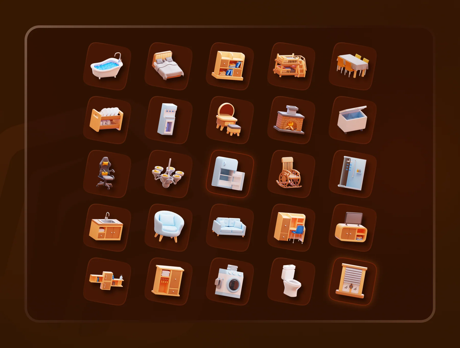 Home Furniture 3D Icon Set 2