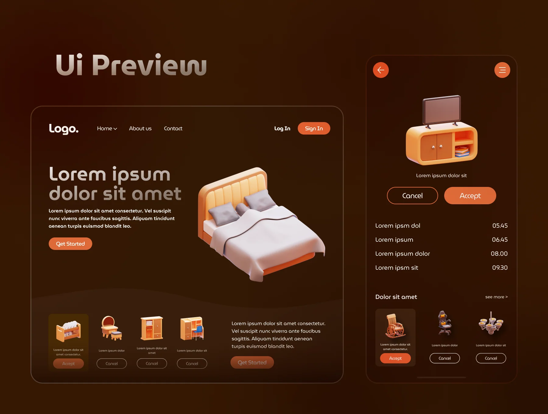 Home Furniture 3D Icon Set 5