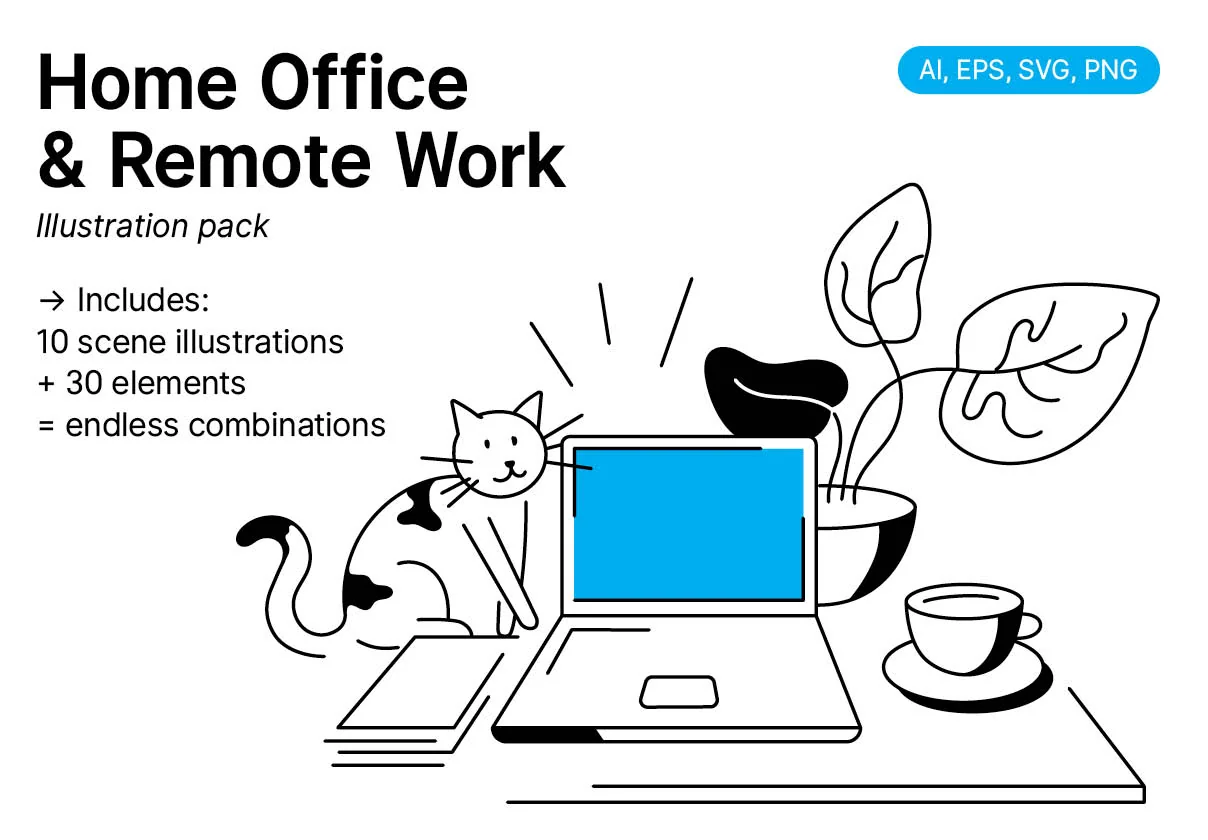 Home office and Remote work Illustrations Pack