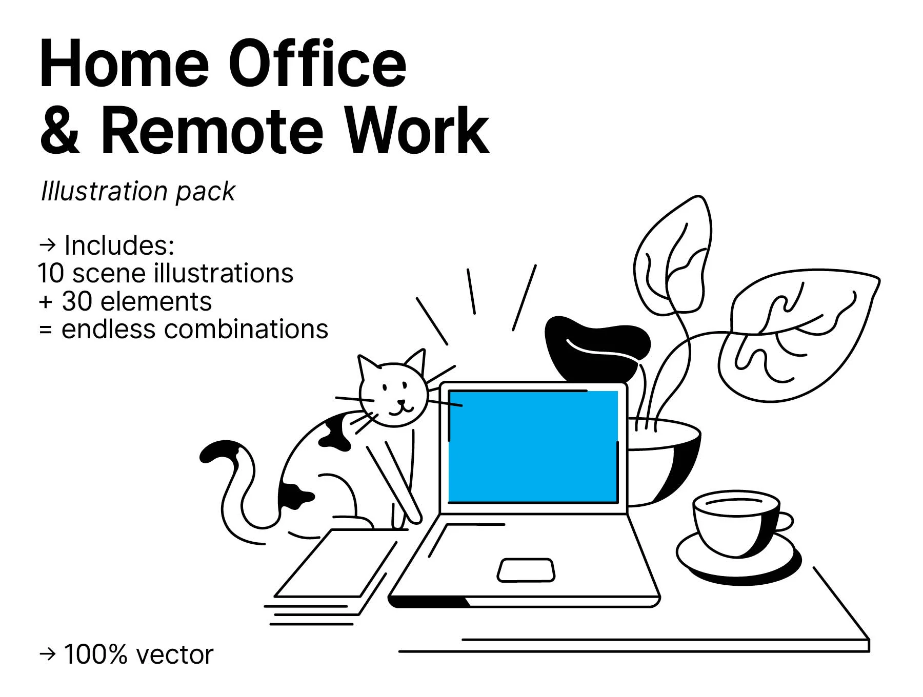 Home office and Remote work Illustrations Pack