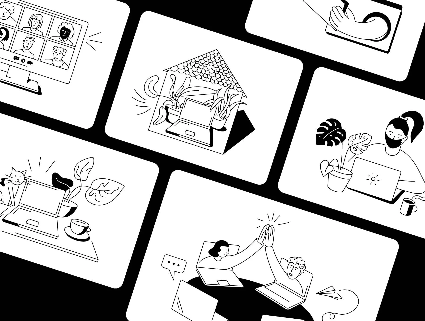 Home office and Remote work Illustrations Pack 7