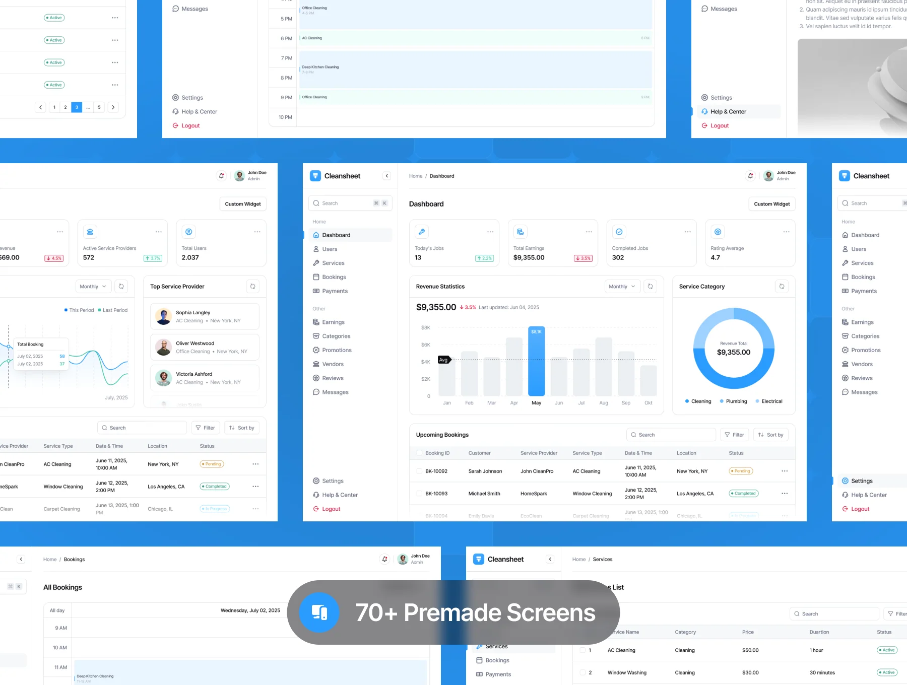 CleanSheet - Home Services Web App Dashboard UI Kit 5