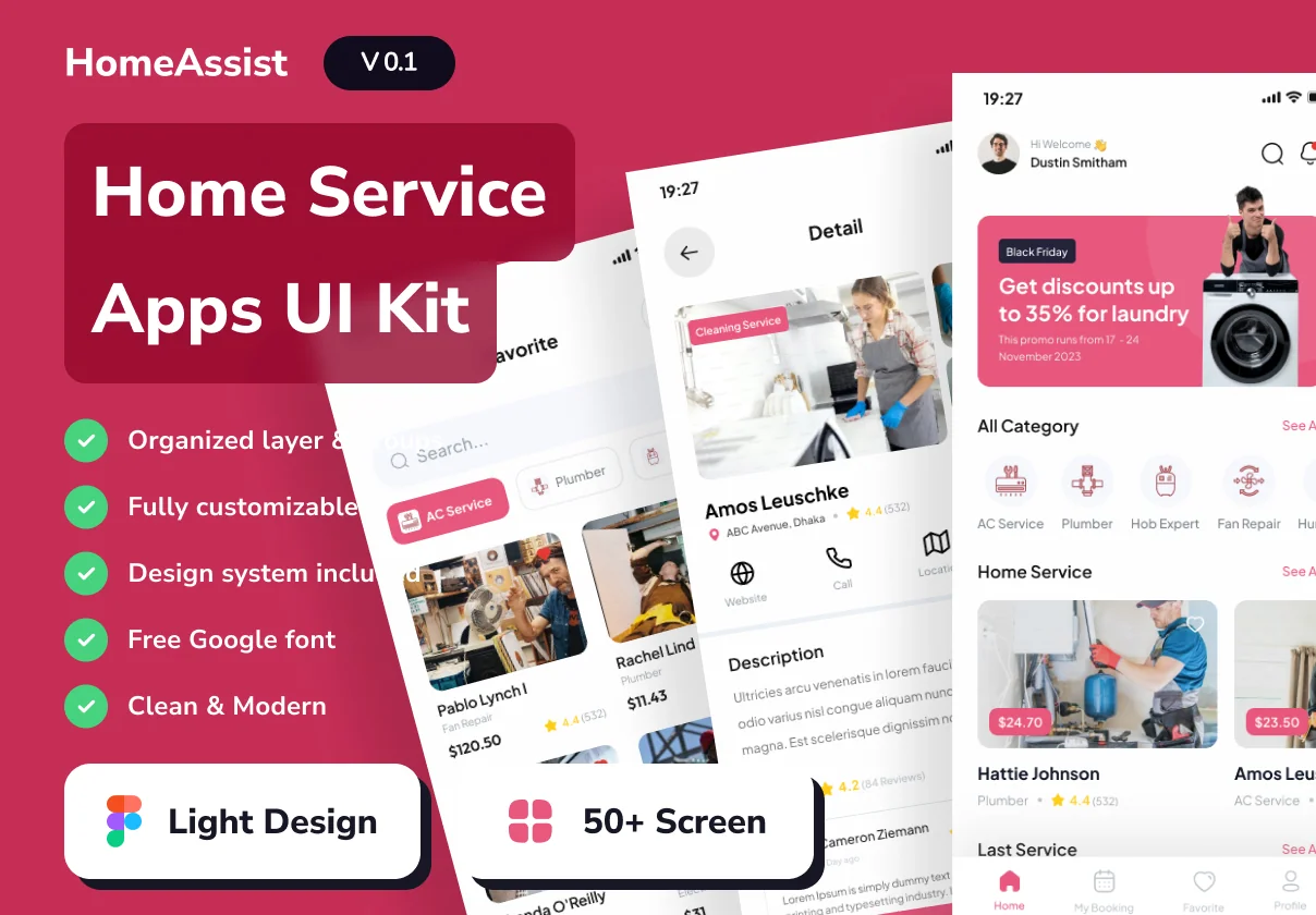 HomeAssist - Home Service Mobile App UI Kits