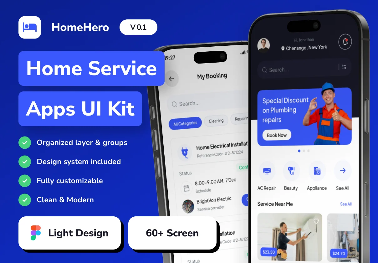 HomeHero - Home Service Mobile App IOS UI Kits