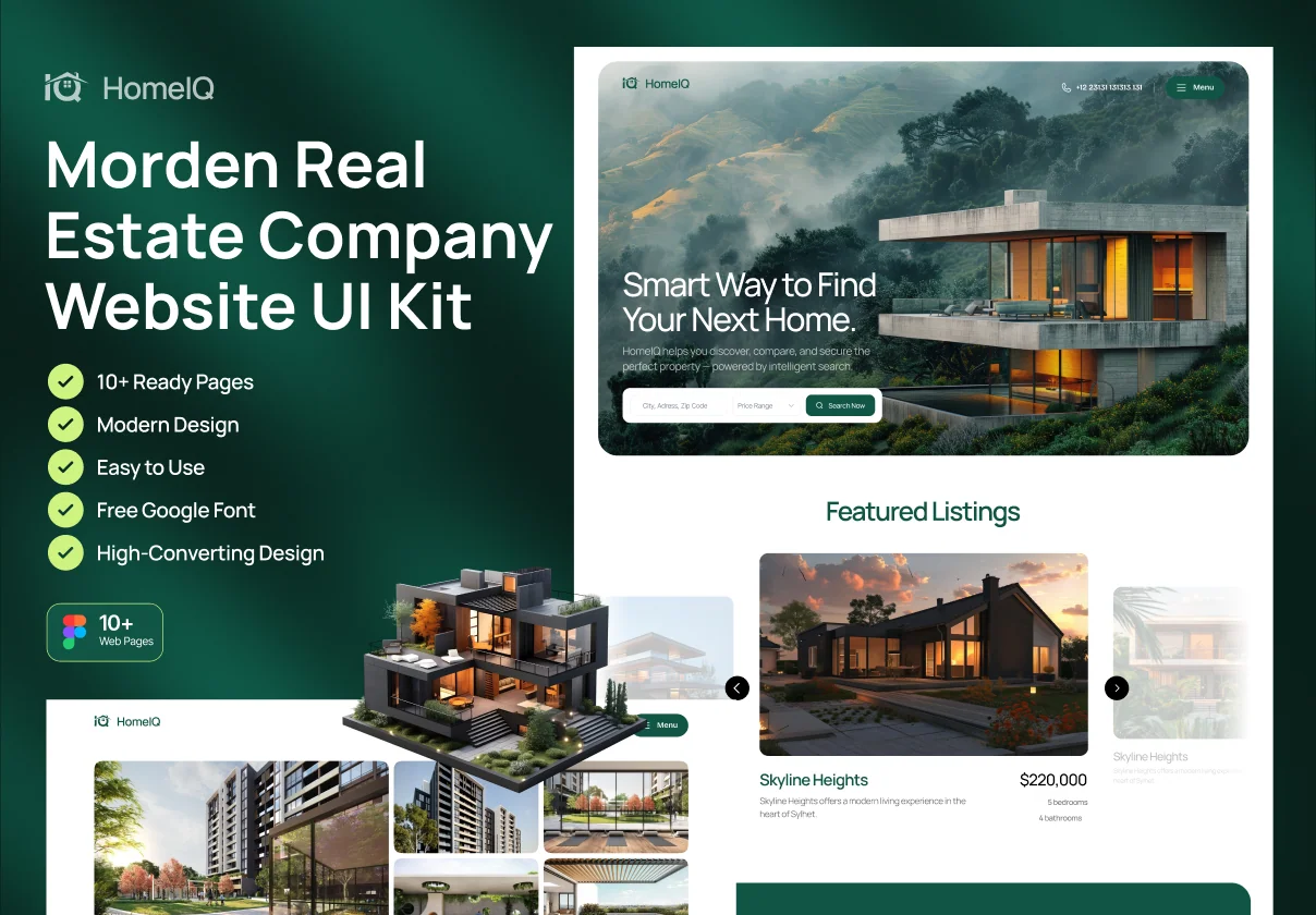 HomeIQ - Morden Real Estate Company Website UI Kit