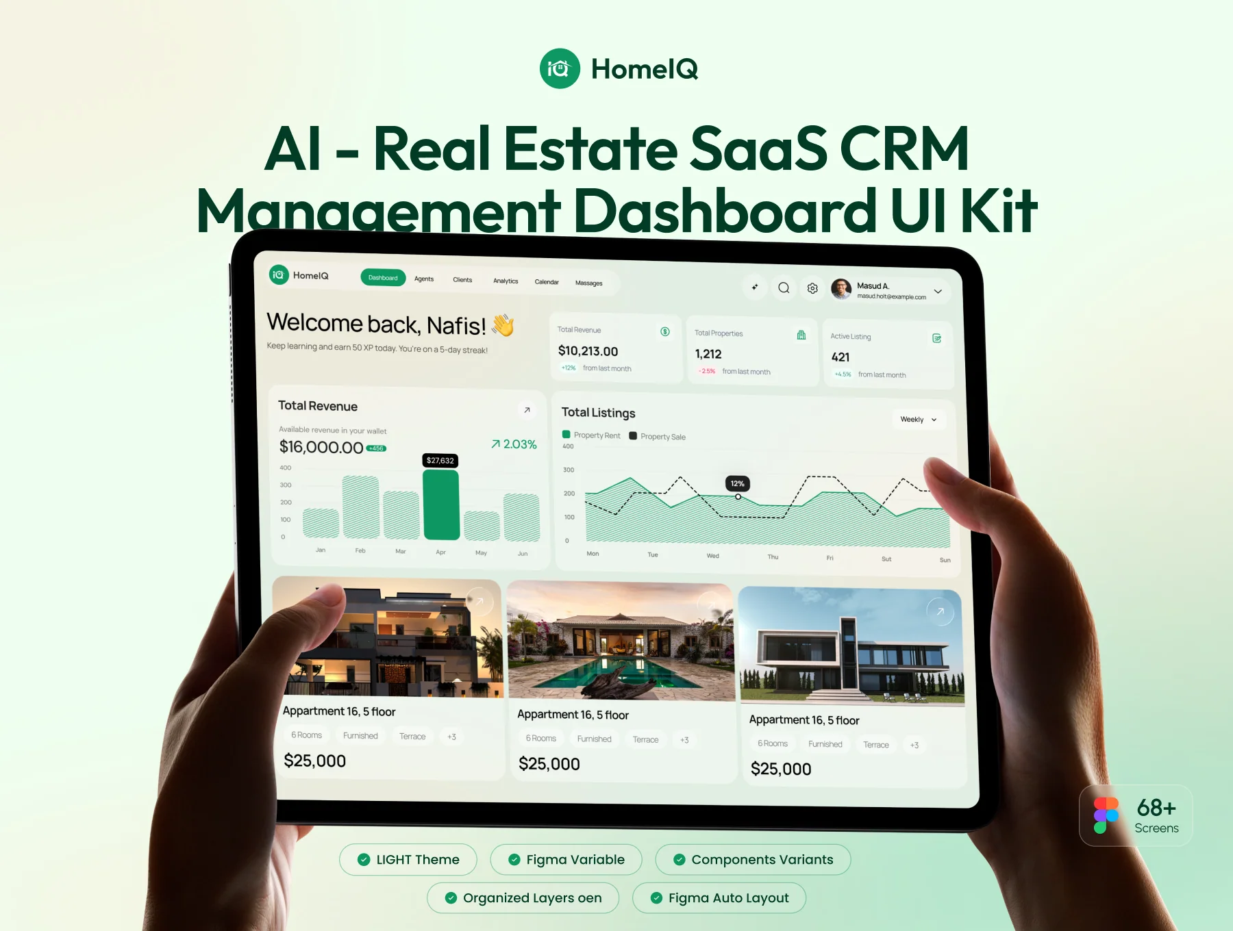 HomeIQ - SaaS CRM Real Estate Management Dashboard UI KIT