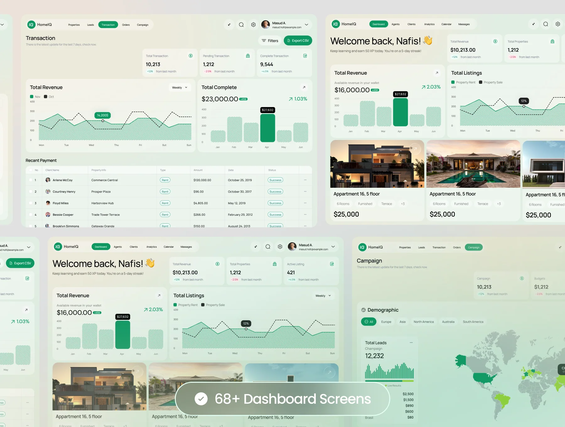 HomeIQ - SaaS CRM Real Estate Management Dashboard UI KIT 4