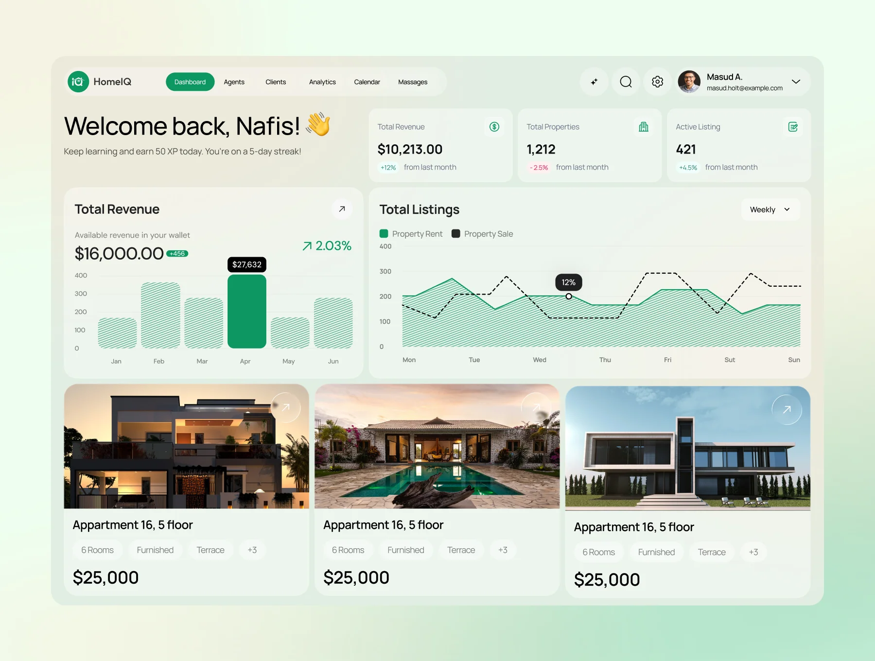 HomeIQ - SaaS CRM Real Estate Management Dashboard UI KIT 5