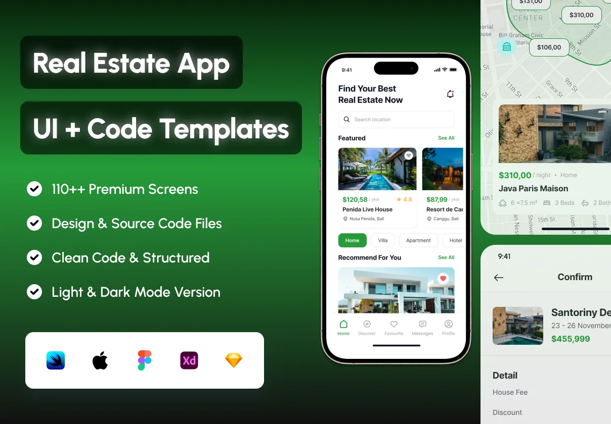 HomeQu - Real Estate App UI Kit + Code Templates