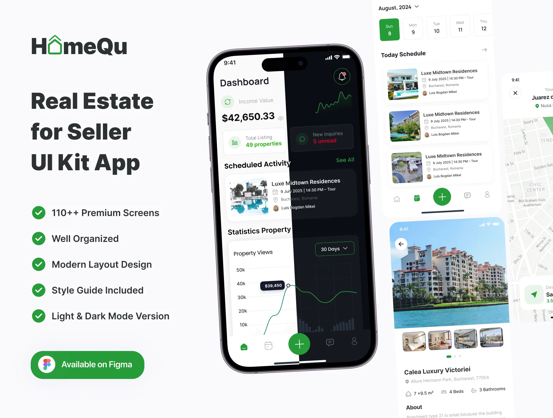 HomeQu Seller - Real Estate Seller Mobile App UI Kit