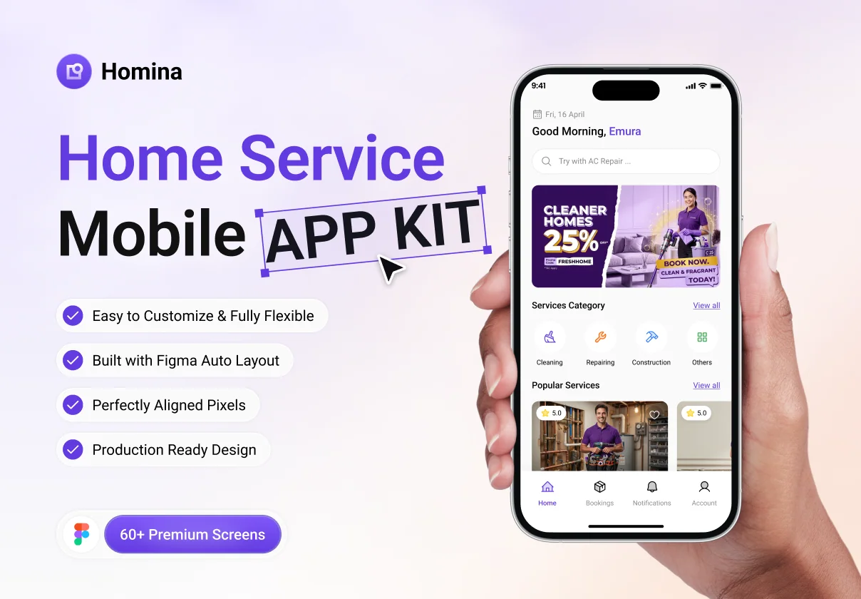 Homina - Home Service Mobile App KIT