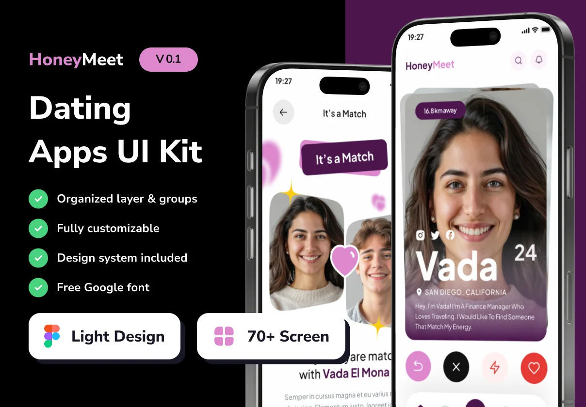 HoneyMeet  - Dating Mobile App UI Kits