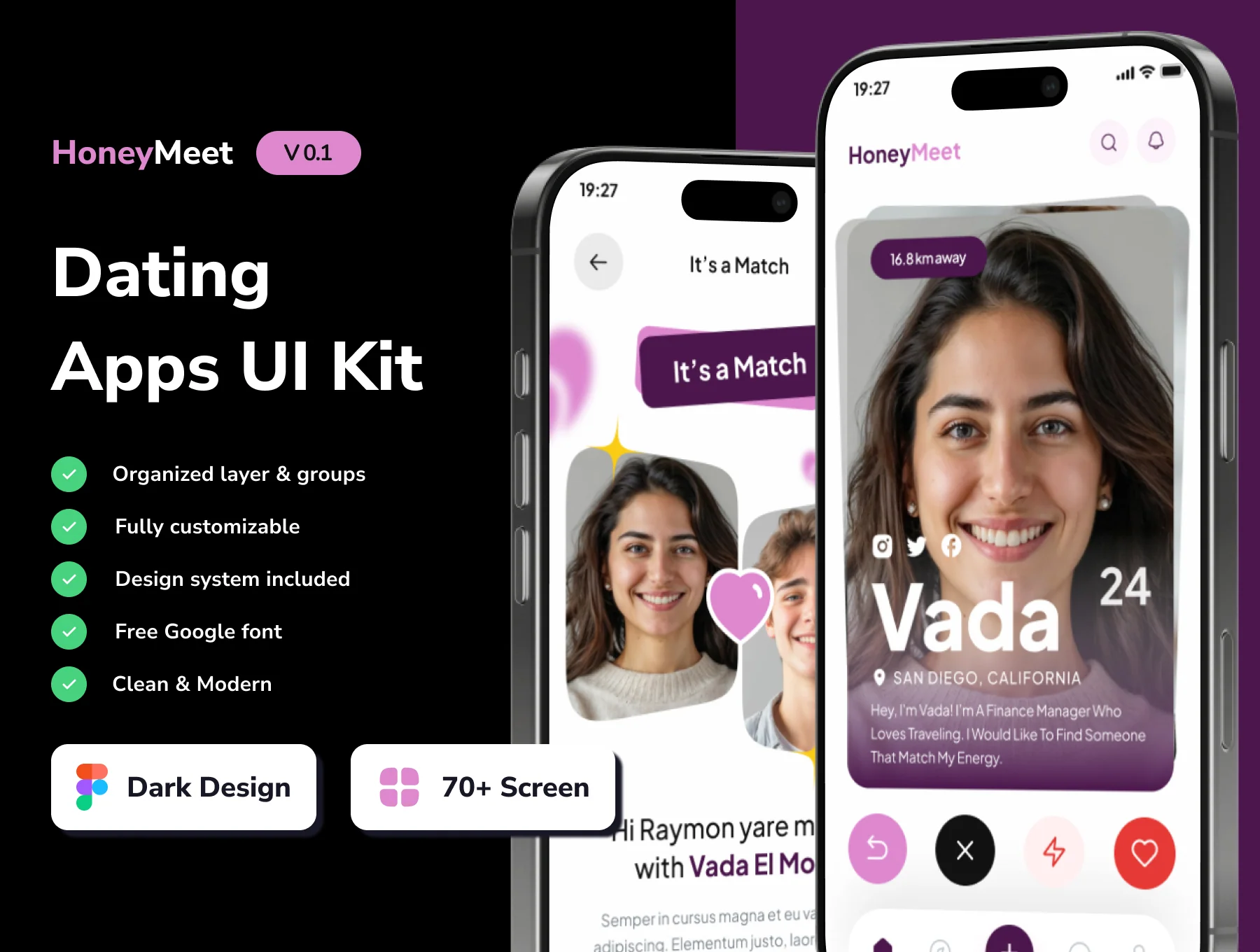 HoneyMeet - Dating Mobile App UI Kits