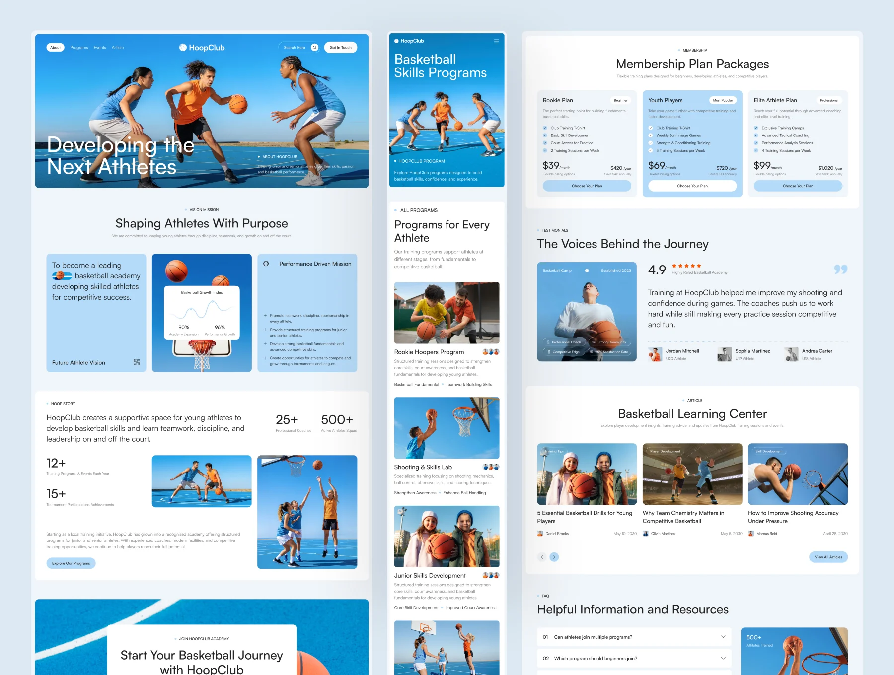 HoopClub – Basketball Academy Website UI Figma Template 2