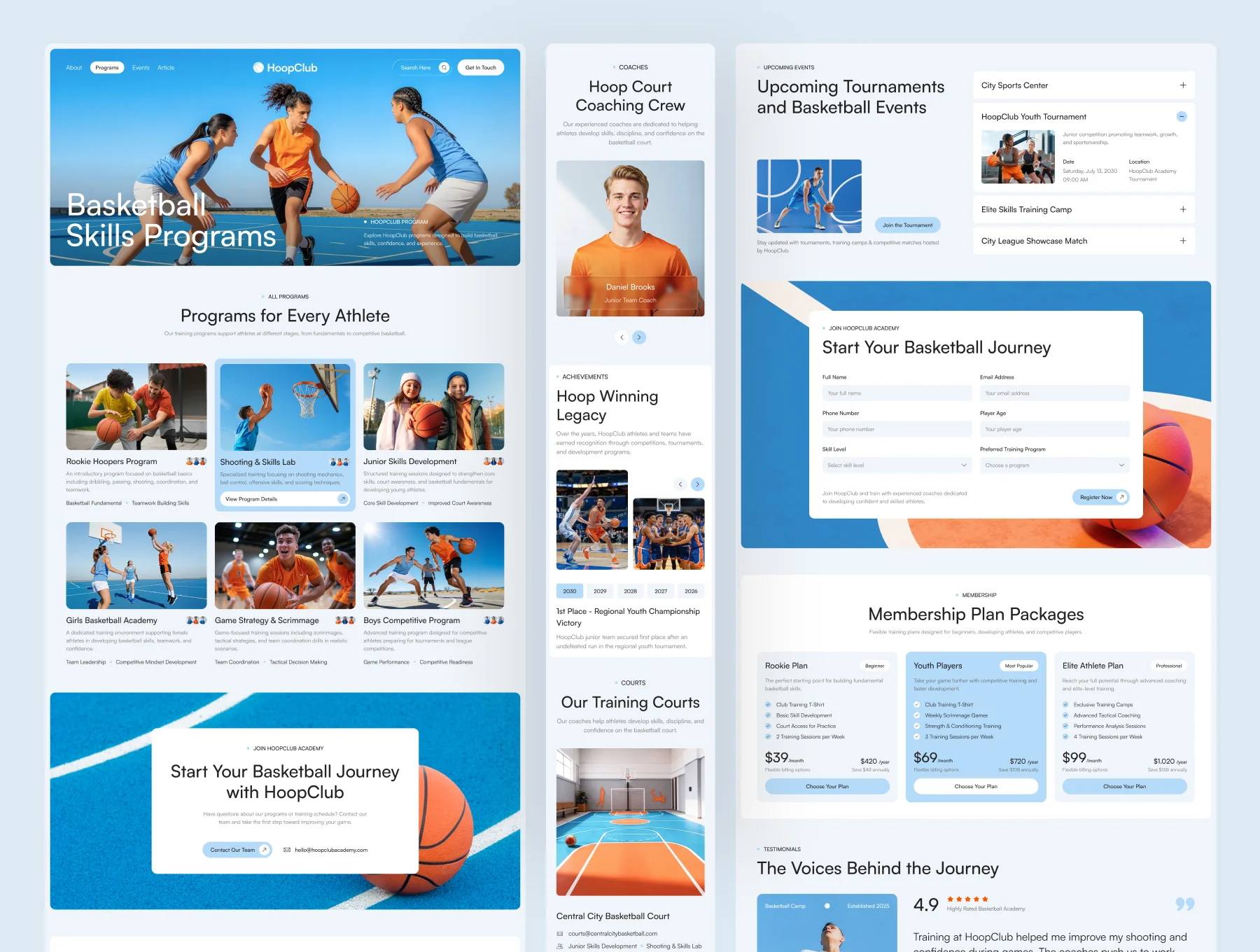 HoopClub – Basketball Academy Website UI Figma Template 3