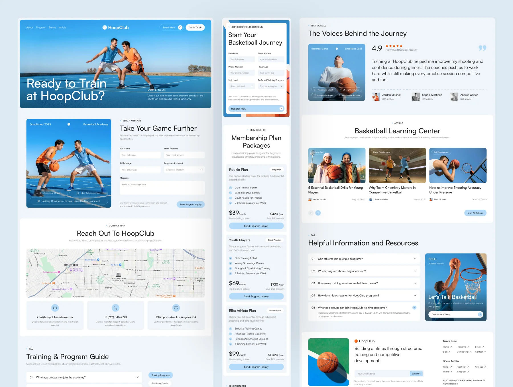 HoopClub – Basketball Academy Website UI Figma Template 5