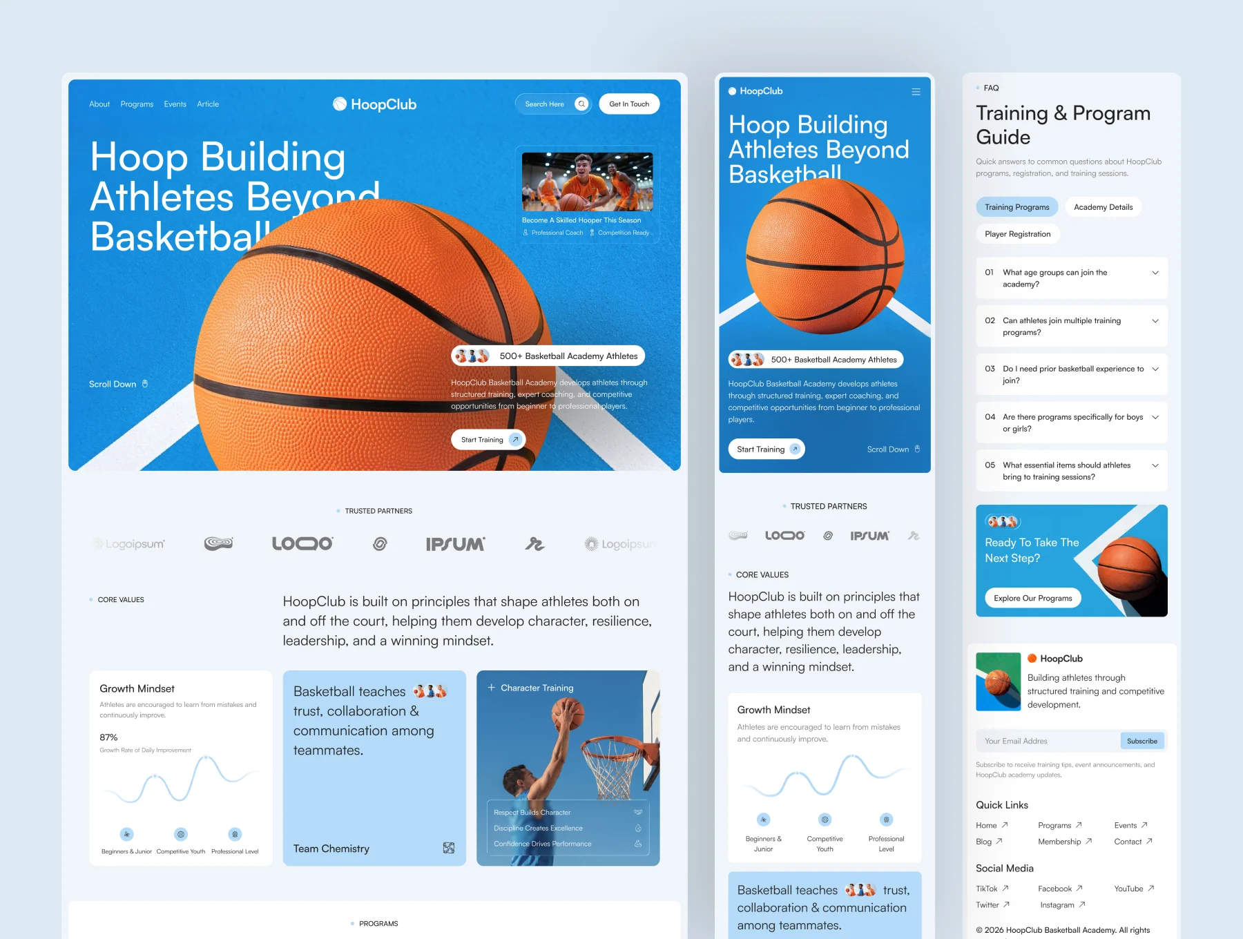 HoopClub – Basketball Academy Website UI Figma Template 6